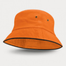 Bondi Premium Bucket Hat Black Sandwich Trim+Orange