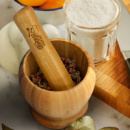 Bamboo Mortar and Pestle+in use