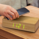 Bamboo Wireless Charging Clock+in use