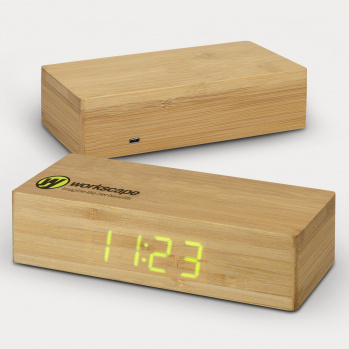 Bamboo Wireless Charging Clock