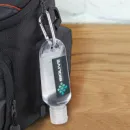 Carabiner Hand Sanitiser 55mL+in use v2
