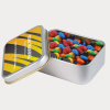 M&Ms in Silver Rectangular Tin