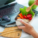 Stainless Steel Bamboo Lunch Box+in use