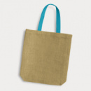 Thera Jute Tote Bag Coloured Handles+Light Blue